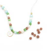 Perlen aus Jade in hellbraun eingefärbt 6mm 20 Stück