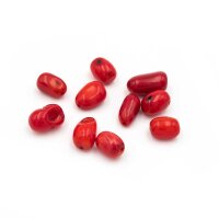 Seebambus Nuggets als Perle in rot 10 Stück
