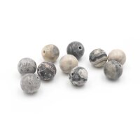 natürliche Perlen aus Jaspis in grau marmoriert 8mm...