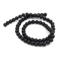 gefrostete Perlen aus Onyx in schwarz 6mm ein Strang mit...