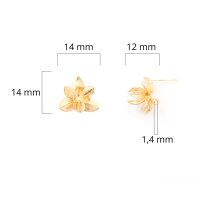Blumen Ohrstecker mit Öse aus Messing mit 18k Goldbeschichtung 2 Stück