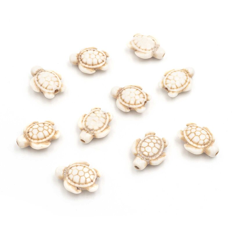 Perlen aus synthetischem Türkis als Schildkröte in weiß 17mm 10 Stück