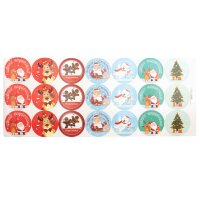 Sticker Weihnachten mit sieben süßen Motiven 1 Bogen mit 21 Aufklebern
