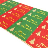 Sticker Weihnachten rot grün mit Goldprägung 1 Bogen mit 30 Aufklebern