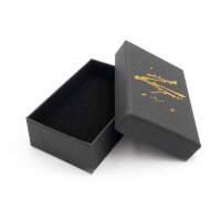 Geschenkbox in schwarz mit goldenen Farbklecksen 8cm x 5cm