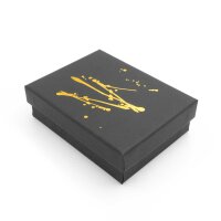 Geschenkbox in schwarz mit goldenen Farbklecksen 9cm x 7cm