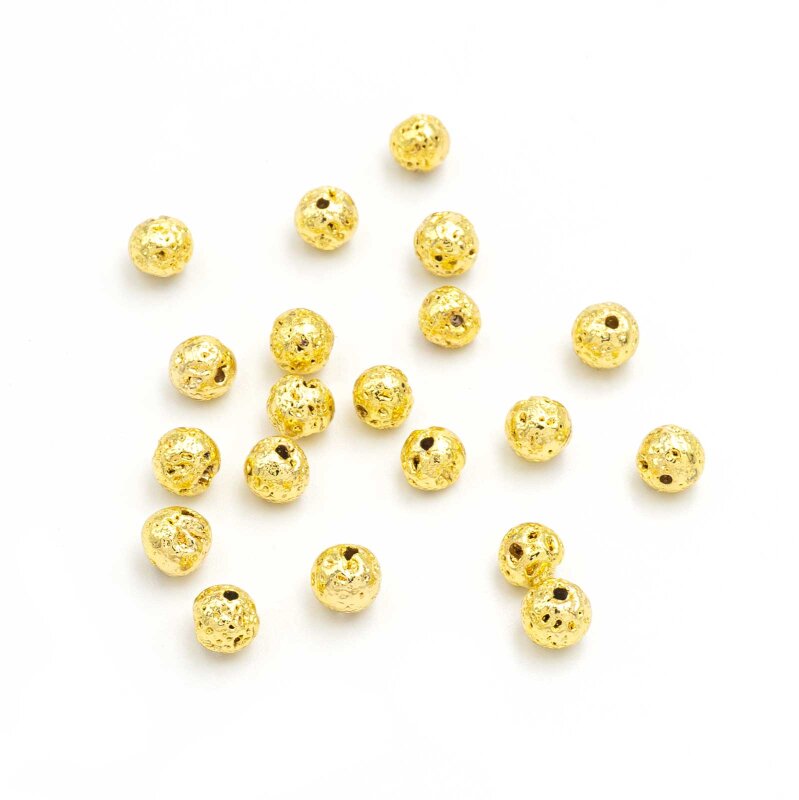 Lavasteinperlen in goldfarben beschichtet 4 mm 20 Stück