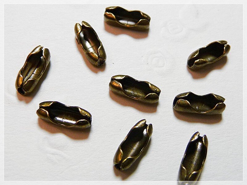 Verschlüsse für 2mm Kugelketten in antik bronzefarben 30 Stück