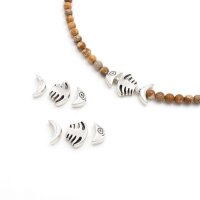 Perlen als Fisch in antik silberfarben 4 Stück