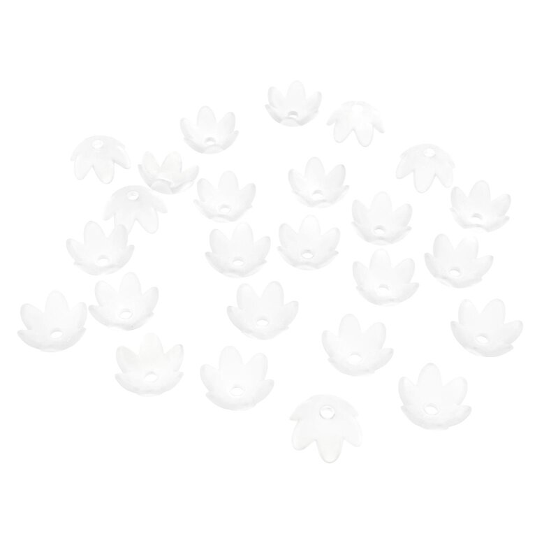 gefrostete Perlkappen als Blüte aus Acryl in weiß 30 Stück