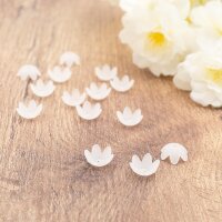 gefrostete Perlkappen als Blüte aus Acryl in weiß 30 Stück