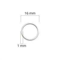 Verbinder als Ring aus 304 Edelstahl in platinfarben 16mm 4 Stück