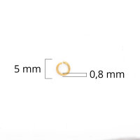 offene Biegeringe aus Edelstahl 5 mm in goldfarben Ionenplattiert, 10 Stück