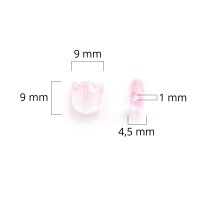 flache Lampworkperlen als Blüte in rosa 9mm 6 Stück