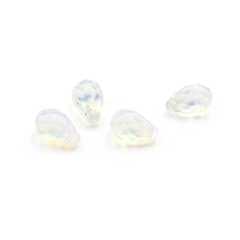 geschliffene Perlen als Tropfen aus Opalite 12x7,5mm 4 Stück