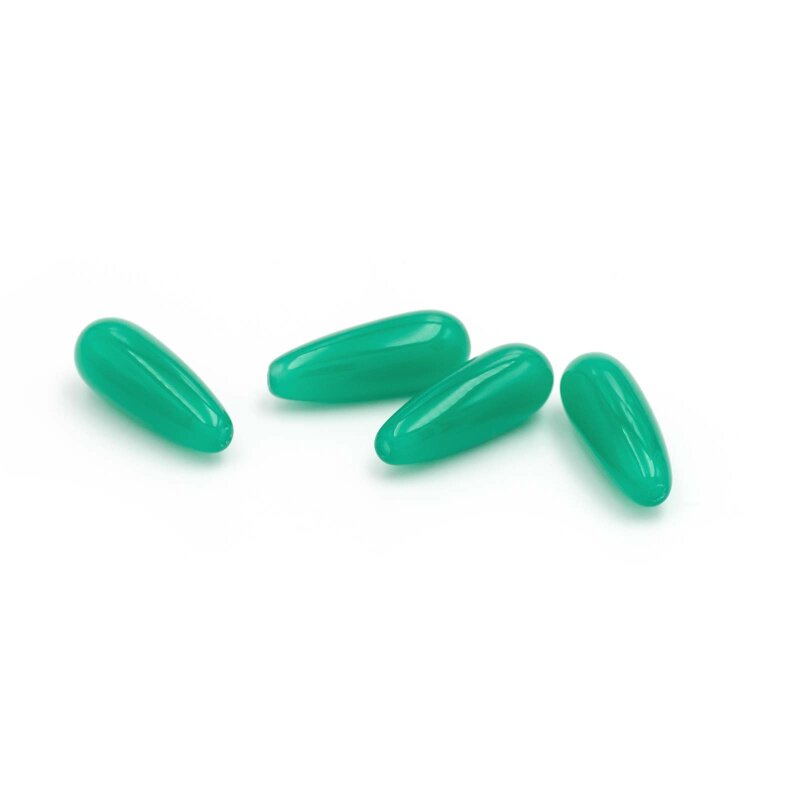 Glasperlen als Tropfen in Smaragdgrün 20x8mm, 4 Stück