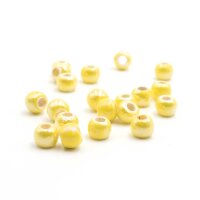 Handgemachte Porzellanperlen in gelb glasiert 7x6 mm 20 Stück