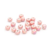 Handgemachte Porzellanperlen in rosa glasiert 6x5 mm 20...