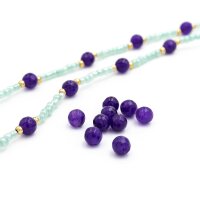 Geschliffene Perlen aus gefärbter Jade in indigo 6 mm 20 Stück