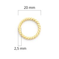 Geflochtener Ring 20 mm in goldfarben 2 Stück