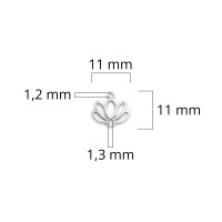 Anhänger Lotusblume aus Edelstahl 11 x11 mm 2 Stück