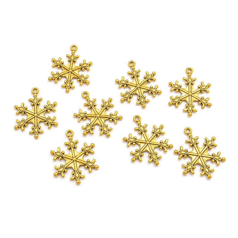 verzierte Schneeflocken-Anhänger in antik goldfarben 8 Stück