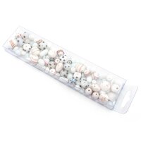 Lampworkperlen in weiß als Mix mit 145 Perlen