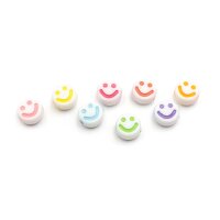 Perlen mit Smiley aus Acryl im Farbmix 7x4 mm 100 Stück