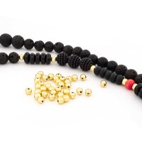 Perlen aus synthetischem Hämatit goldfarben galvanisiert 4 mm 1 Strang ca. 100 Stück