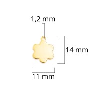 Edelstahl Anhänger als Blume mit 24K Goldbeschichtung 14 mm 4 Stück