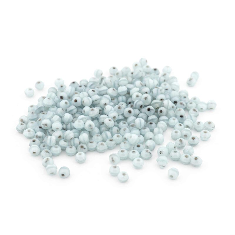 handgefertigte Rocailles Perlen 3 mm aus gefärbtem Glas in Azurblau 10 Gramm