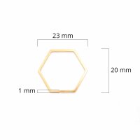 Verbinder als Hexagon 20 x 23 mm aus 304 Edelstahl in Goldfarben beschichtet 2 Stück
