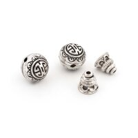 zweiteilige Guru Perle 10 mm mit T-Bohrung in antik Silberfarben 2 Set 