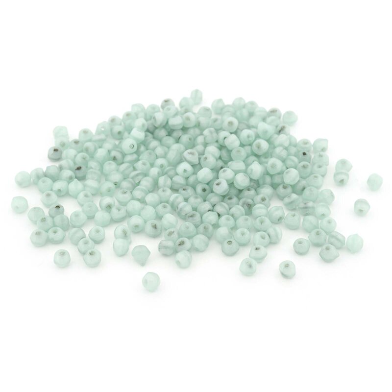 handgefertigte Rocailles Perlen 3 mm aus gefärbtem Glas in Mint 10 Gramm