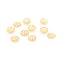 Perlkappen 7 mm in Blütenform aus 304 Edelstahl in Goldfarben beschichtet 10 Stück