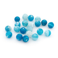 gefrostete Crackleperlen aus Achat in Blautönen 8 mm...
