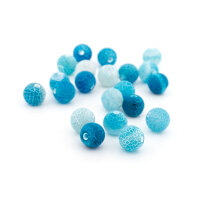 gefrostete Crackleperlen aus Achat in Blautönen 8 mm 20 Stück