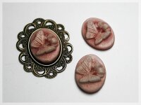 4 Cabochons in vintage rose nude, 18 x 13 mm