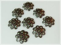 40 blumendesign Perlkappen in vintage Kupfer, 10 mm