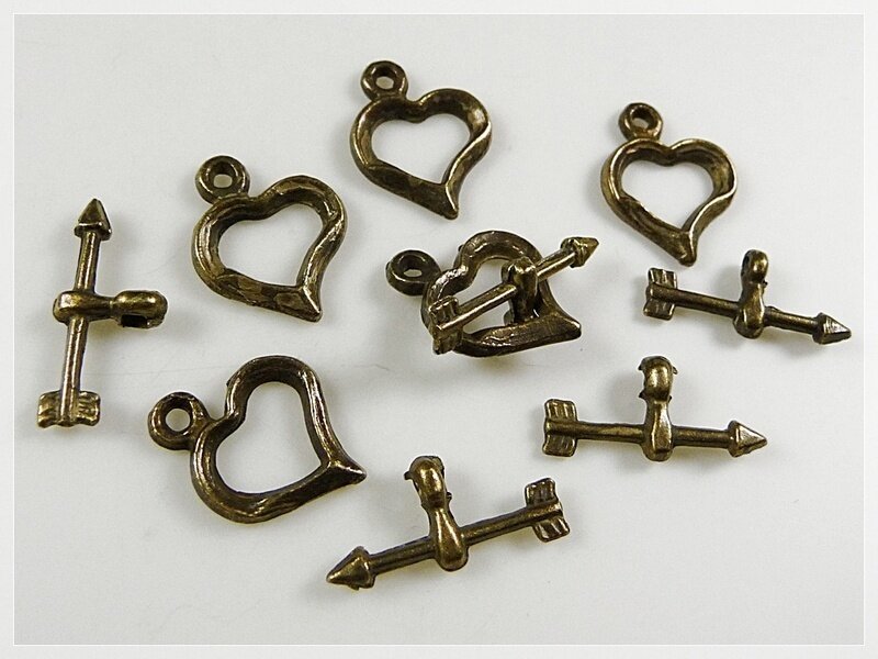 5 Knebelverschlüsse love in Vintage bronze