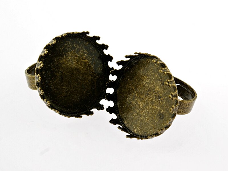 2 Ringrohlinge in antik Bronze für 25 mm Cabochon