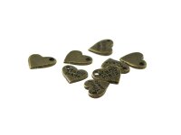 20 kleine Herzen "Hand Made" in antik Bronze