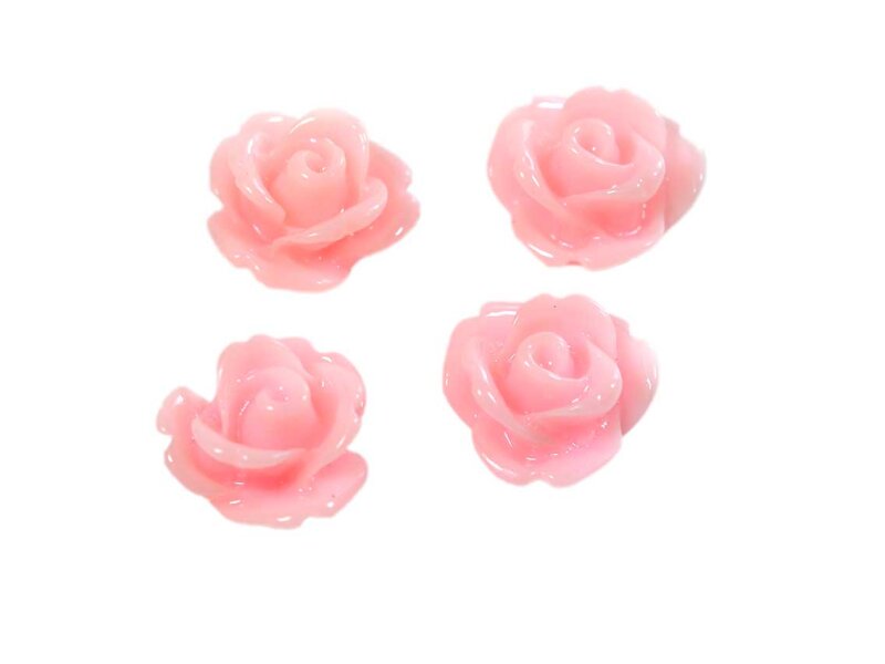 10 rosa Rosen als Cabochon, 10 mm