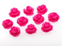 10 pinke Rosen als Cabochon, 10 mm