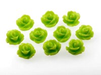 10 neongrüne Rosen als Cabochon, 10 mm