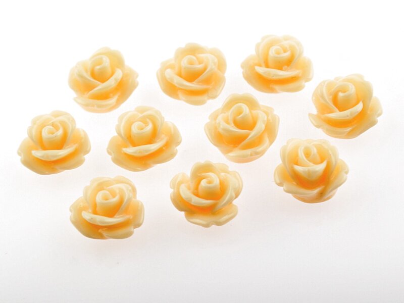 10 Rosen in hellen lachs als Cabochon, 10 mm