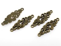 4 Verbinder im floralen Design in antik Bronze