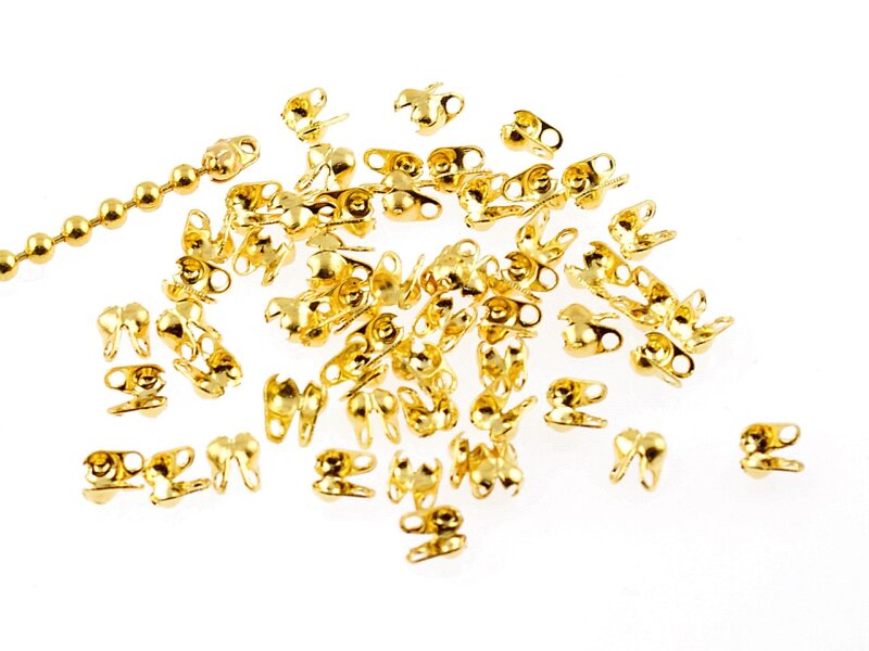50 Endkappen für Kugelketten in goldfarben