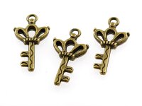 8 Anhänger Kronen Schlüssel in vintage Bronze,...