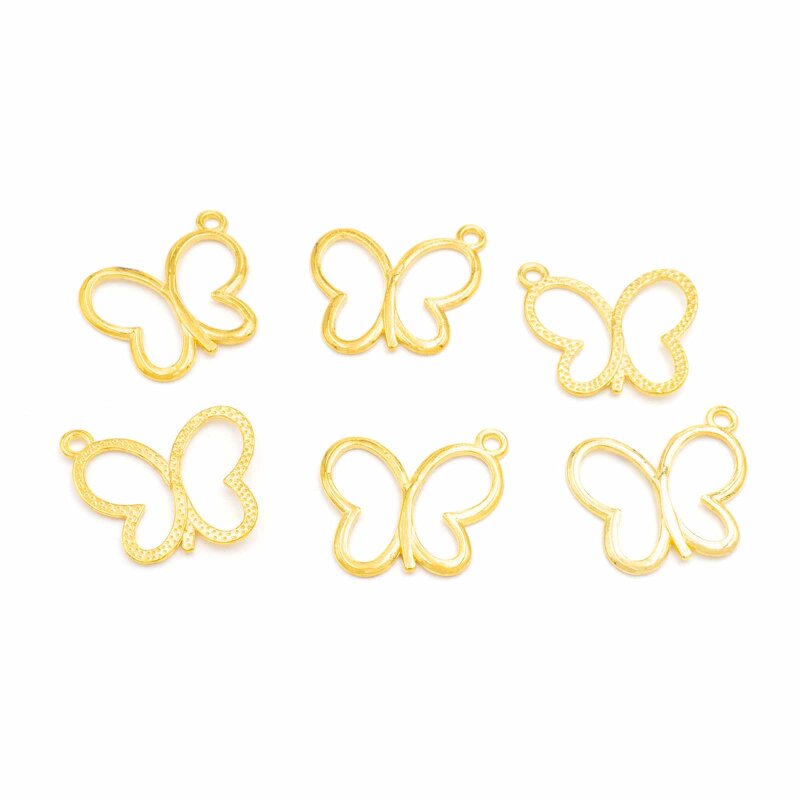 filigrane Anhänger als Schmetterlinge in goldfarben 6 Stück